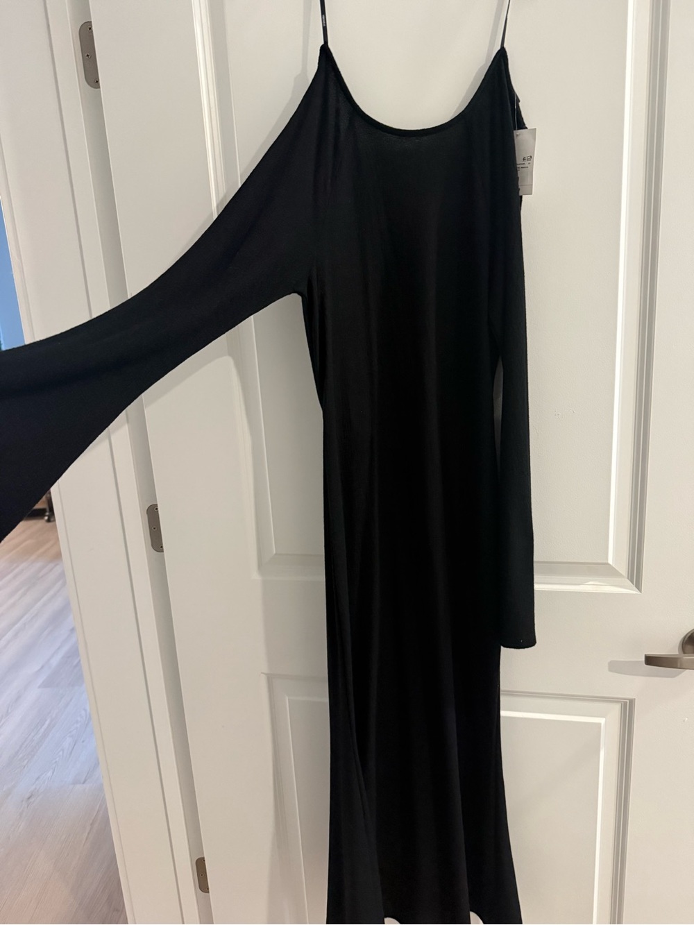 Classic Black Sleeveless Maxi Dress with Draped Back